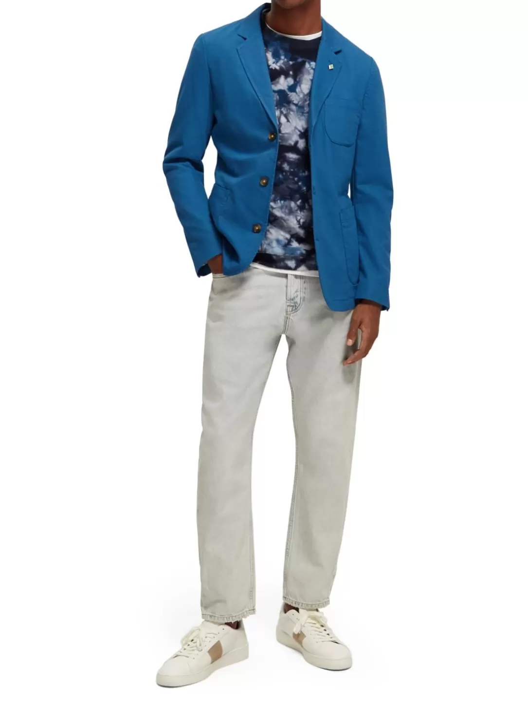 Scotch and Soda Single-Breasted Blazer Riviera Blue Clearance