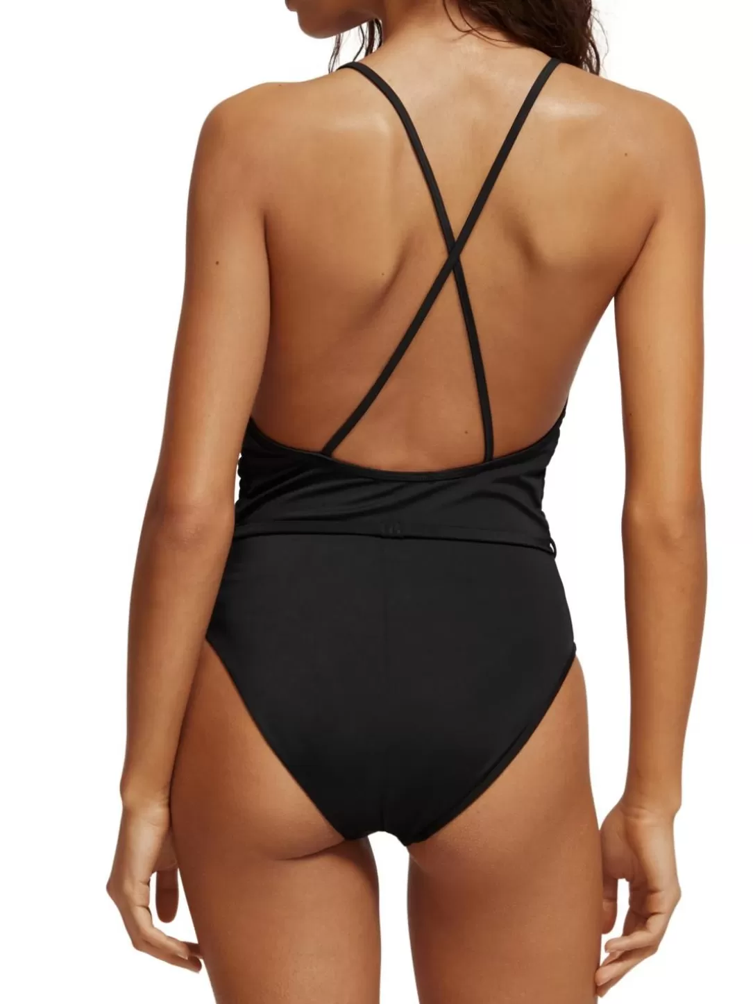 Scotch and Soda Smocked Swimsuit Black New