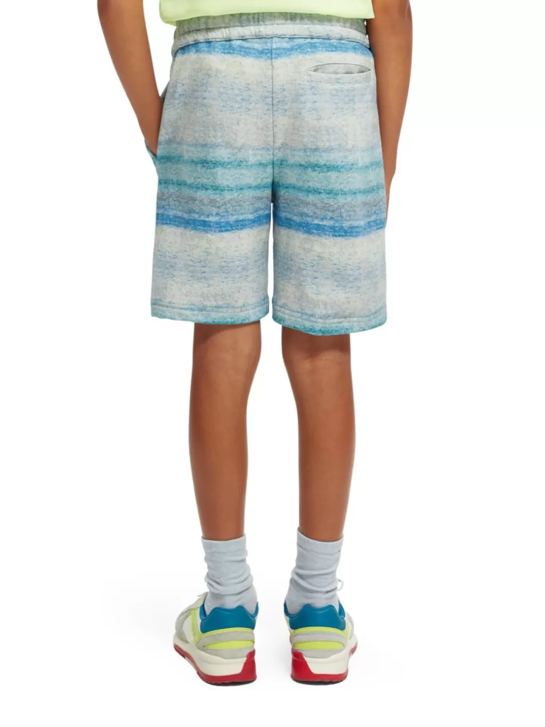 Scotch and Soda Striped Melange Organic Cotton Sweat Shorts Blue Printed Melange Outlet