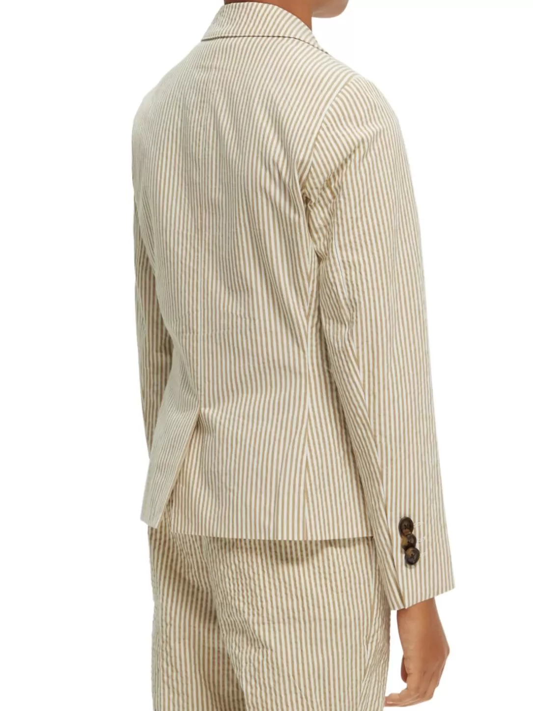 Scotch and Soda Striped Single-Breasted Blazer Sand Stripe Shop