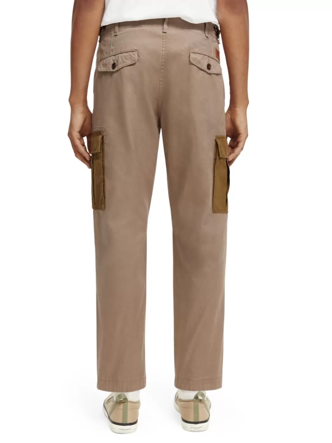 Scotch and Soda The Drift Colour-Block Cargo Trousers Taupe Cheap