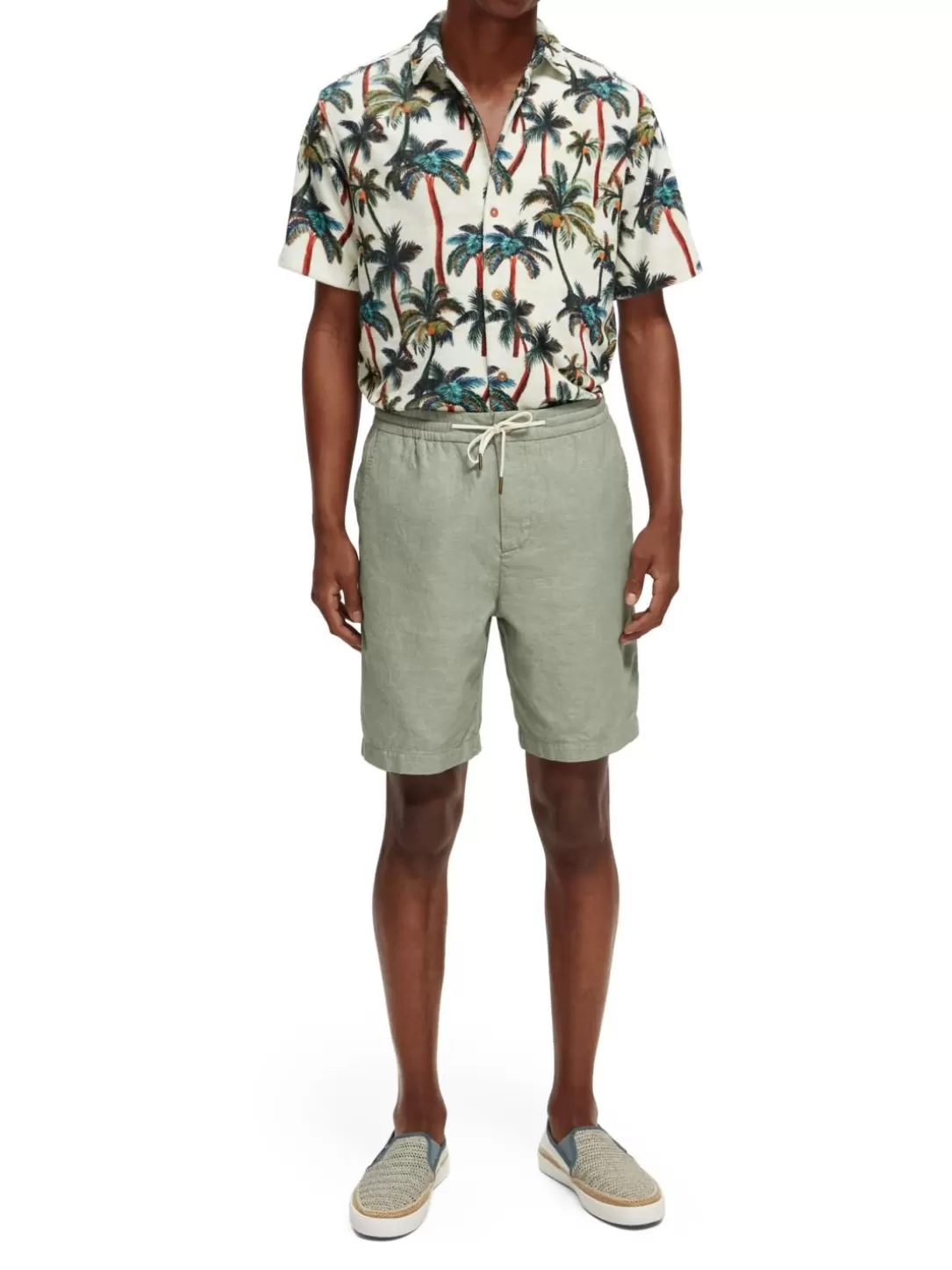 Scotch and Soda The Fave Linen-Blended Bermuda Shorts Army Cheap