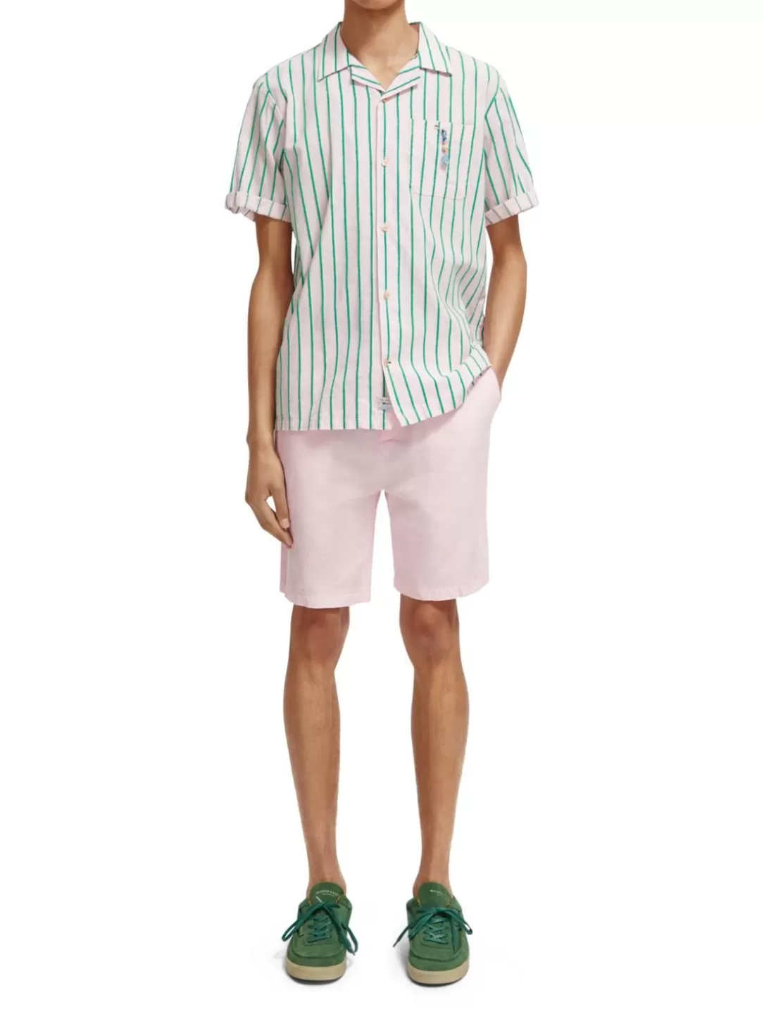 Scotch and Soda The Fave Linen-Blended Bermuda Shorts Rose Sale