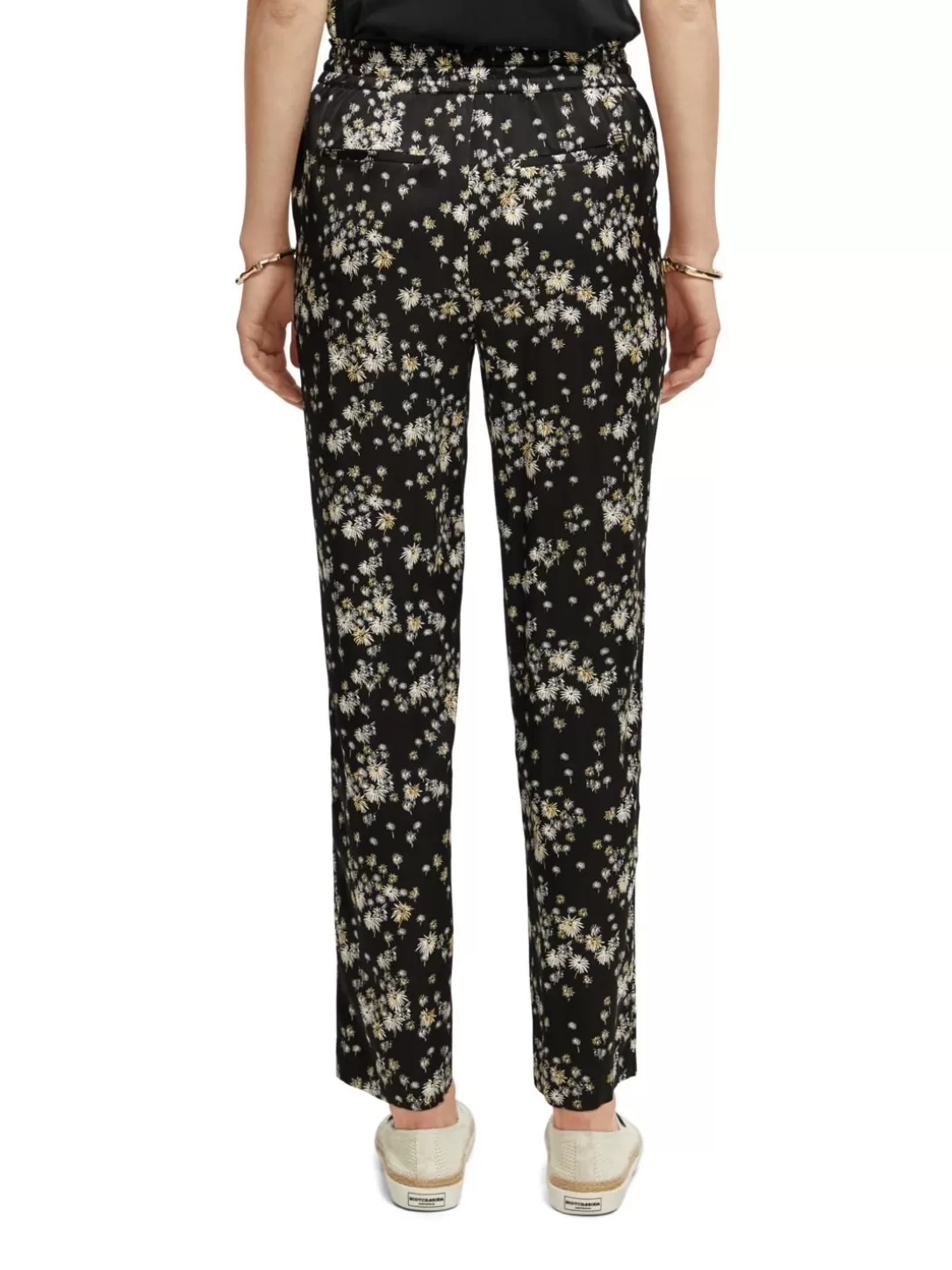 Scotch and Soda The Nina Mid-Rise Printed Tapered Trousers Dandelion Black Cheap