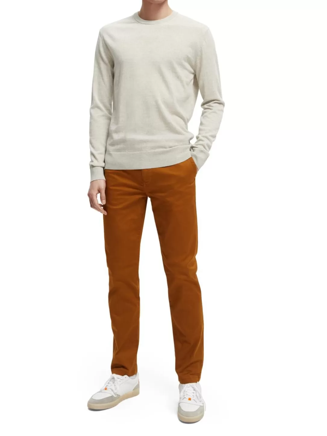 Scotch and Soda The Stuart Regular Slim Fit Organic Cotton Chino Walnut Clearance