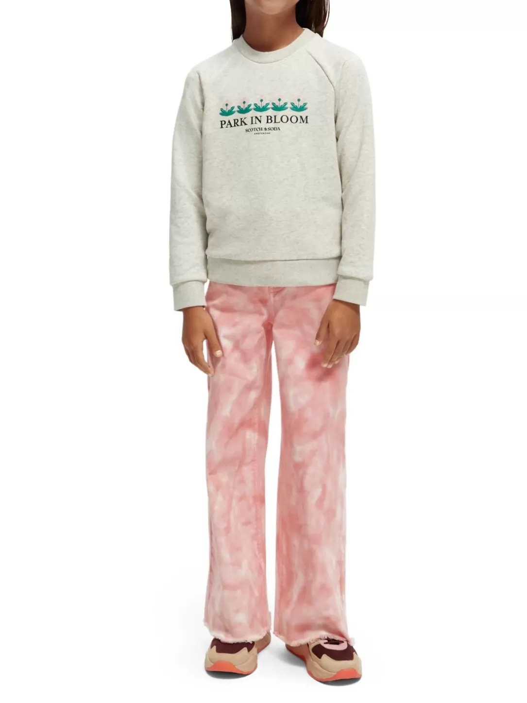 Scotch and Soda Tie-Dye High-Rise Wide Leg Trousers Apple Blossom Clearance