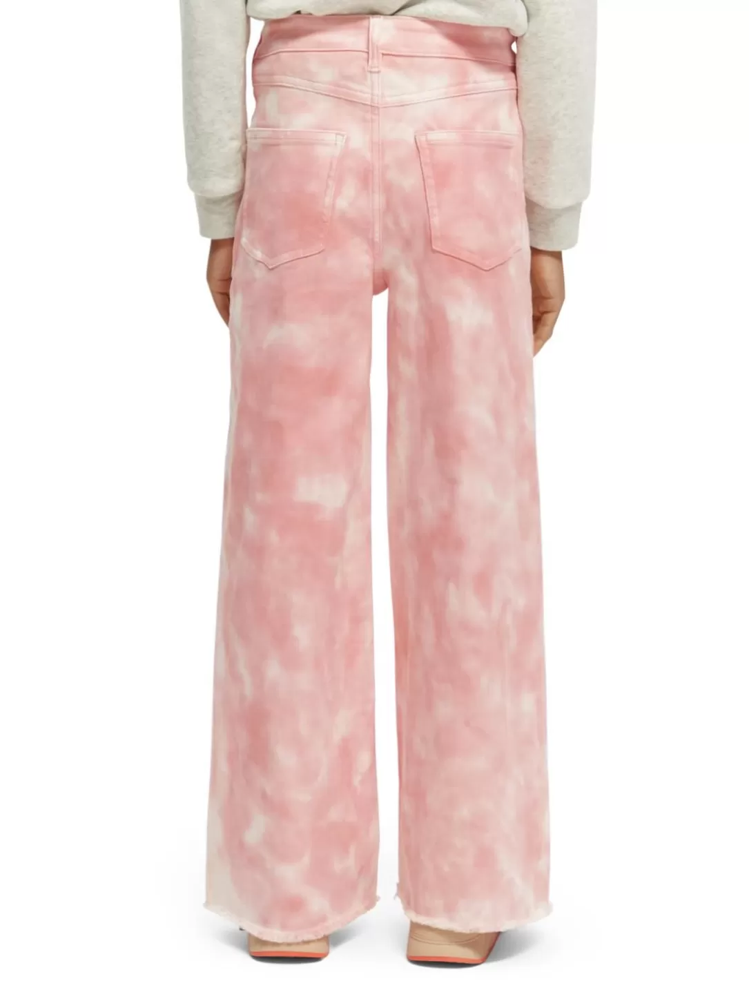 Scotch and Soda Tie-Dye High-Rise Wide Leg Trousers Apple Blossom Clearance