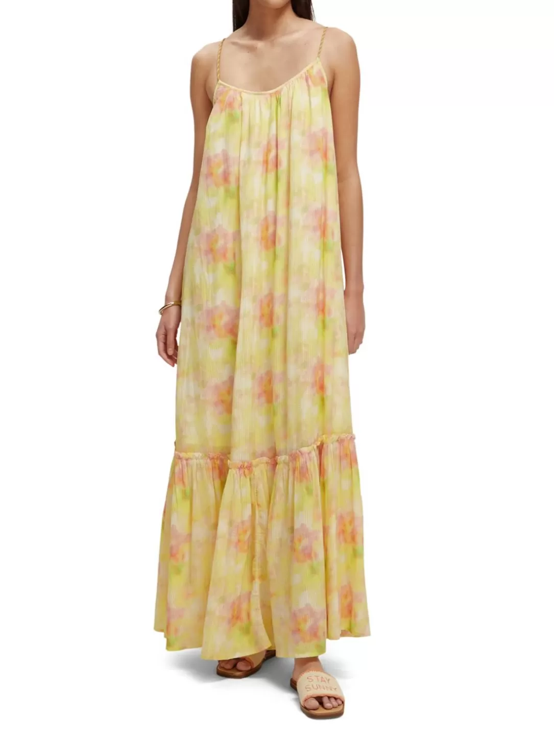 Scotch and Soda Tiered Strap Maxi Dress Multi Tie Dye Online