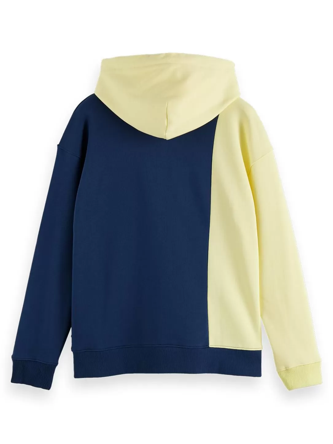 Scotch and Soda Unisex - Organic Cotton Colourblock Hoodie Storm Blue/Glow Colourblock Store