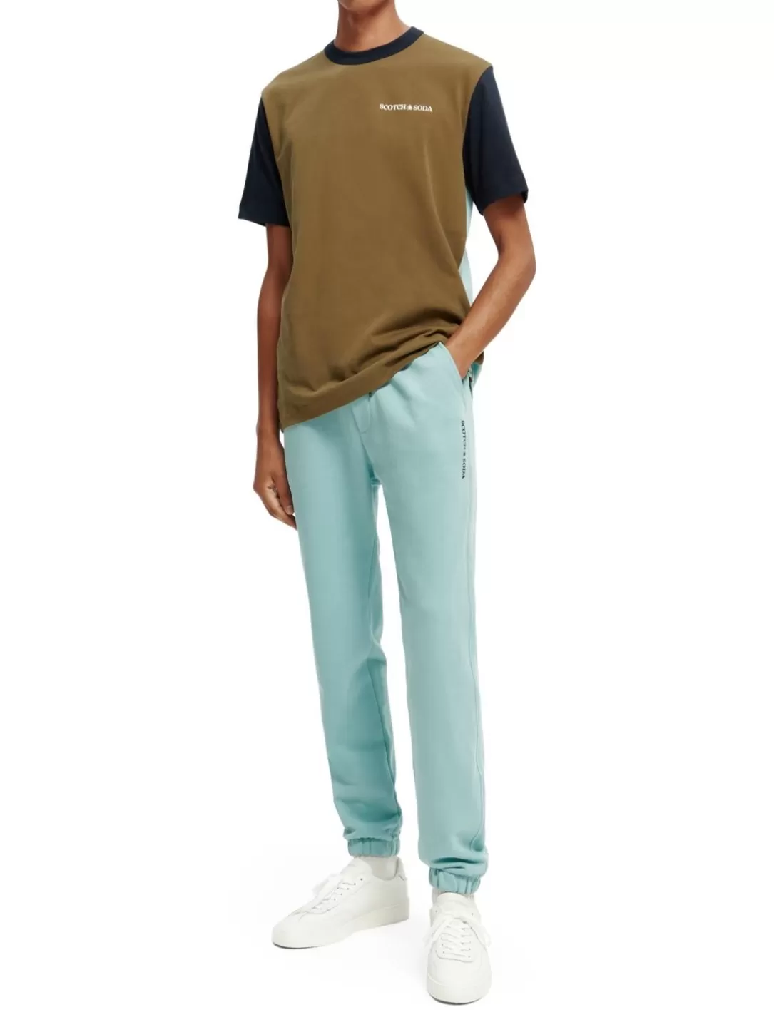 Scotch and Soda Unisex Organic Cotton Felpa Sweatpants Turquoise Fashion