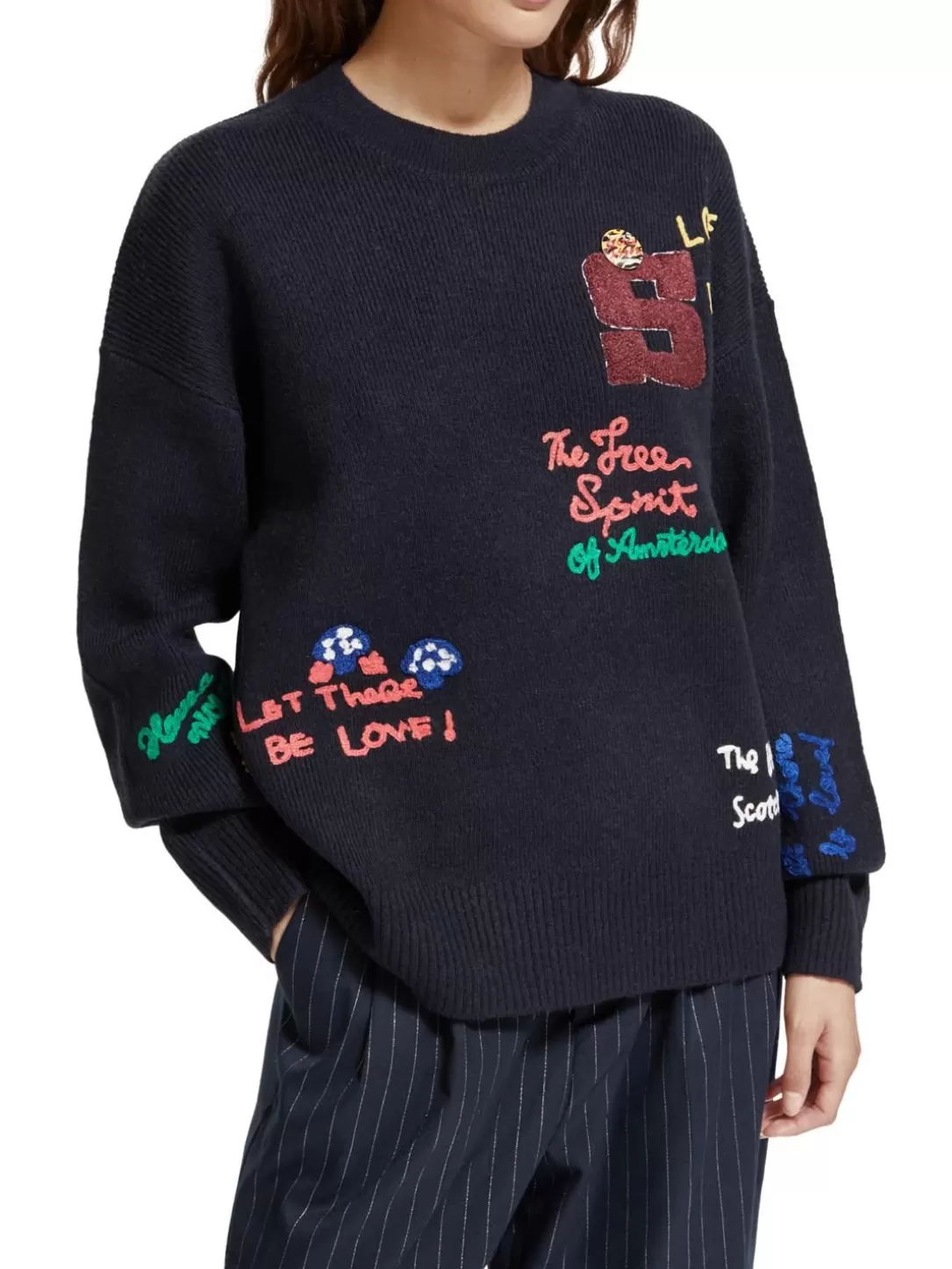 Scotch and Soda Varsity Embroidered Pullover Night Best Sale