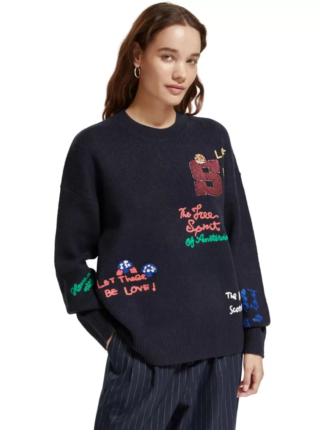 Scotch and Soda Varsity Embroidered Pullover Night Best Sale