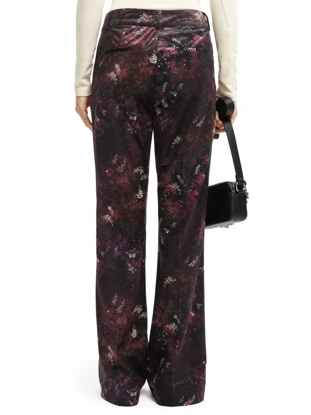 Scotch and Soda Velvet High-Rise Flared Trousers Midnight Slate Store