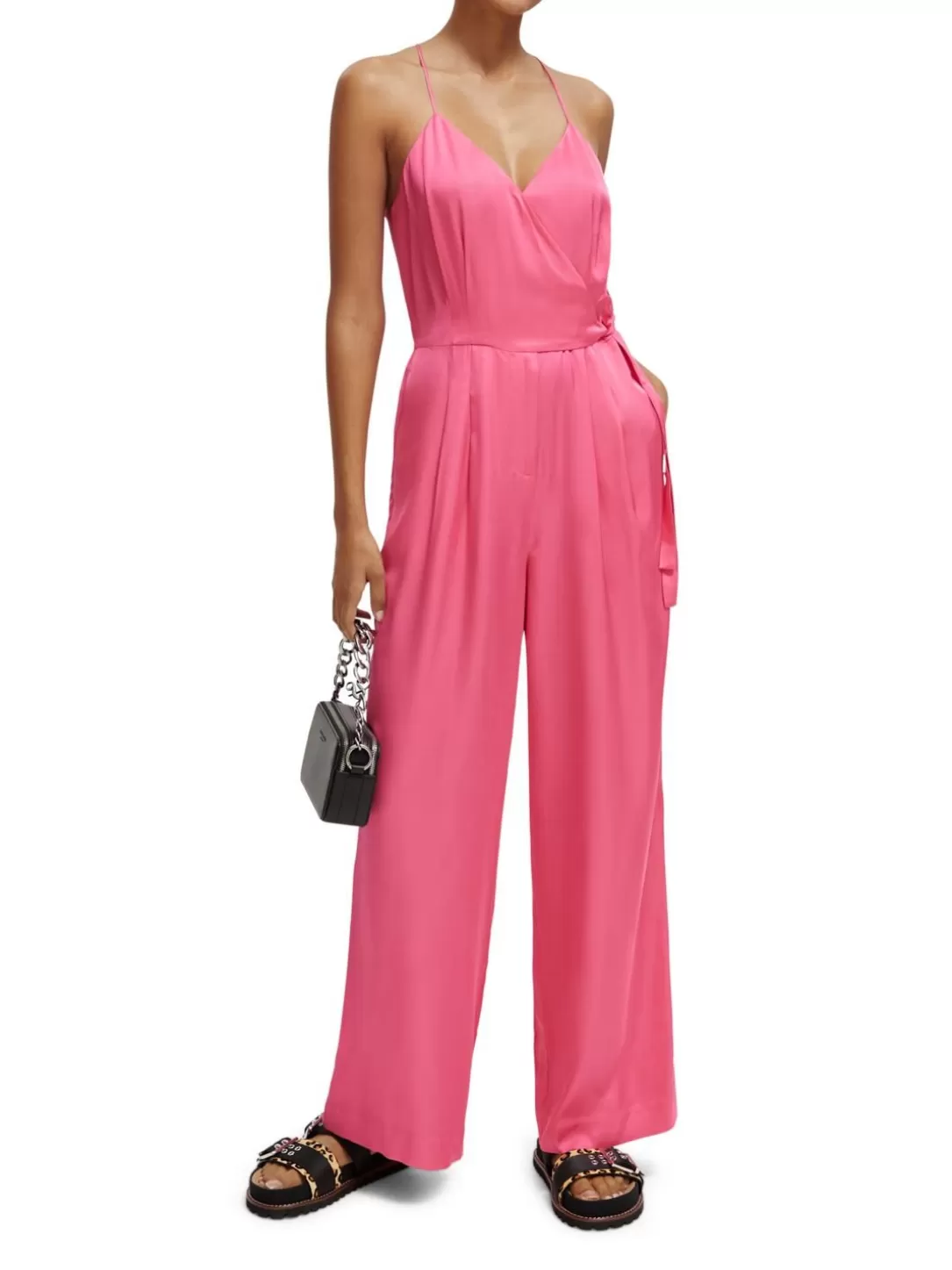 Scotch and Soda V-Neck Racerback Jumpsuit Pink Punch Cheap