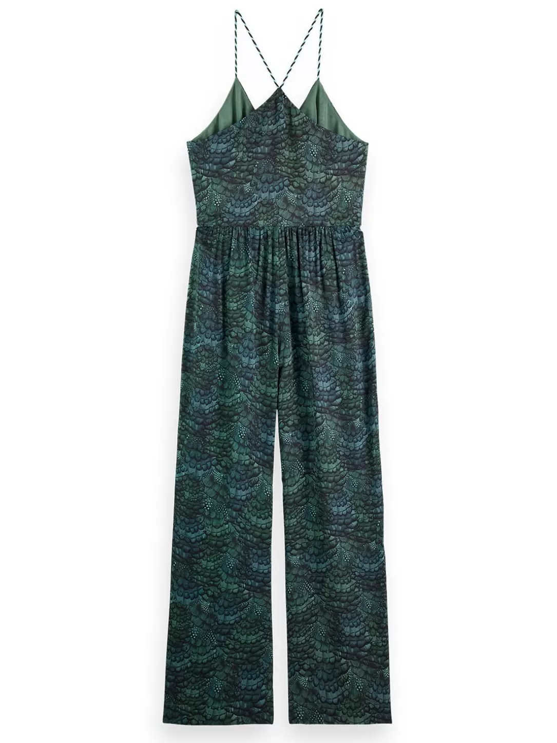 Scotch and Soda Waisted Belt Detail Jumpsuit Feather Bottle Green Best