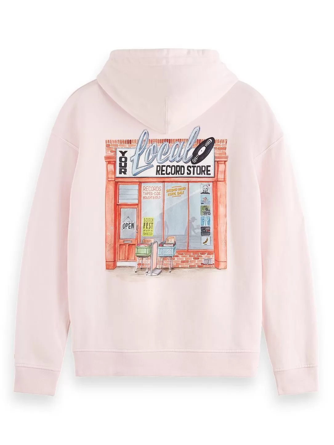 Scotch and Soda Washed Artwork Hoodie Pink Cloud Sale