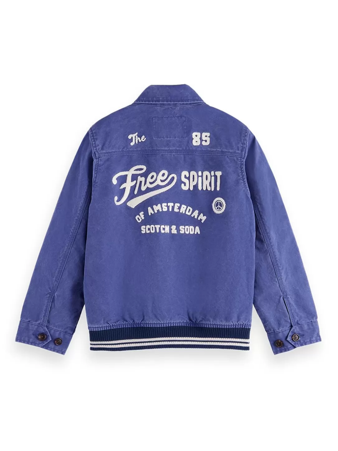 Scotch and Soda Washed Jacket With Artworks In Organic Cotton Worker Blue Outlet