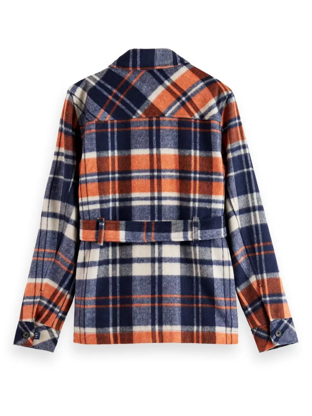 Scotch and Soda Wool Blend Checked Belted Overshirt Dusk Outlet