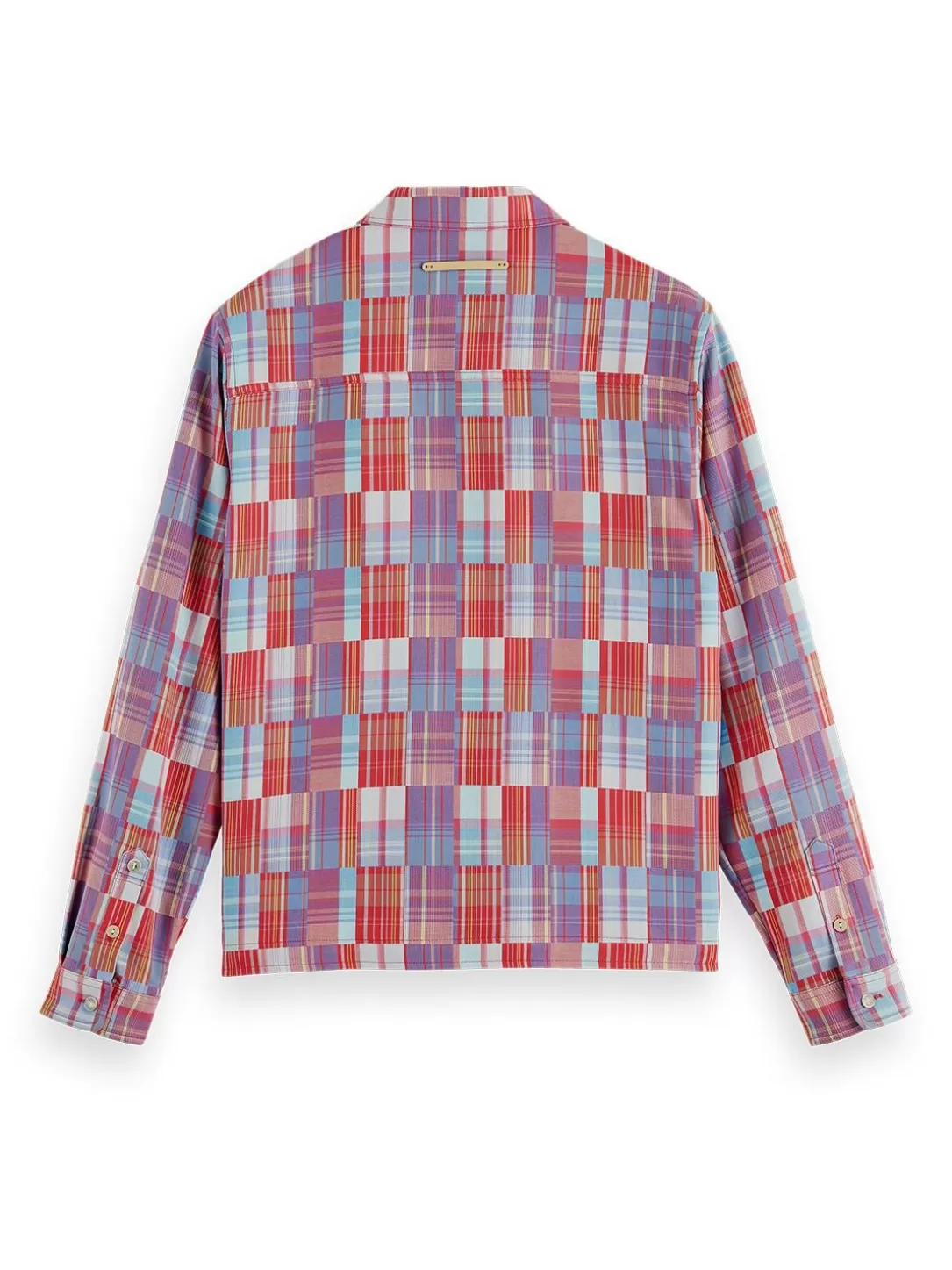 Scotch and Soda Zip-Front Check Shirt Red Check Discount